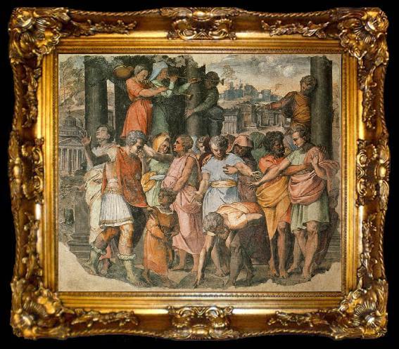 framed  Perino Del Vaga Tarquin the Bold Founds the Temple of Jove on the Campidoglio, ta009-2